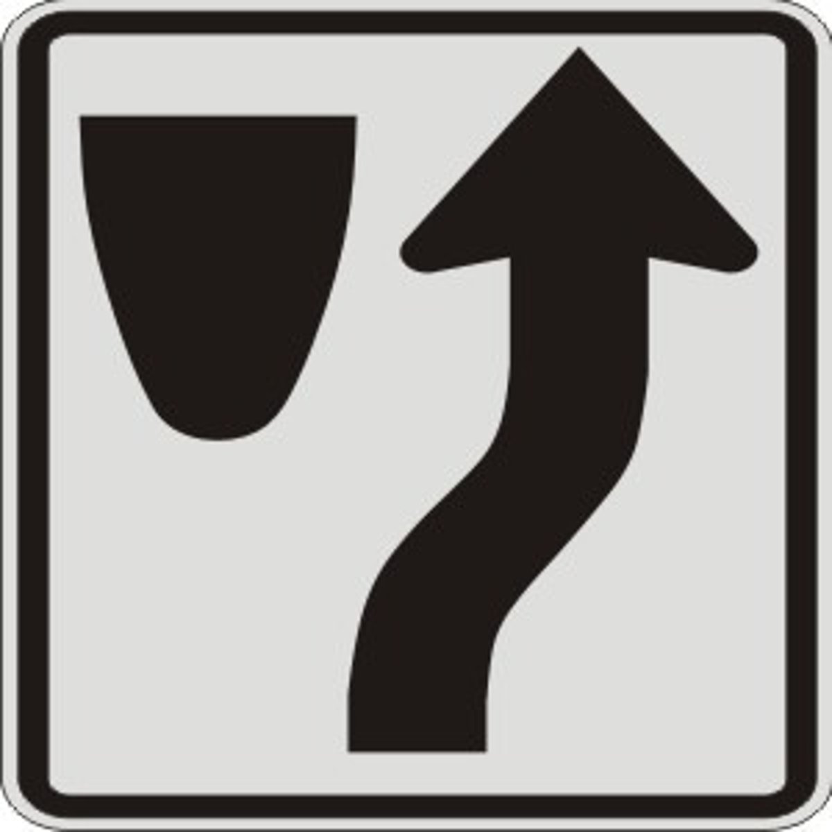 <p>a traffic island or divider is ahead</p>