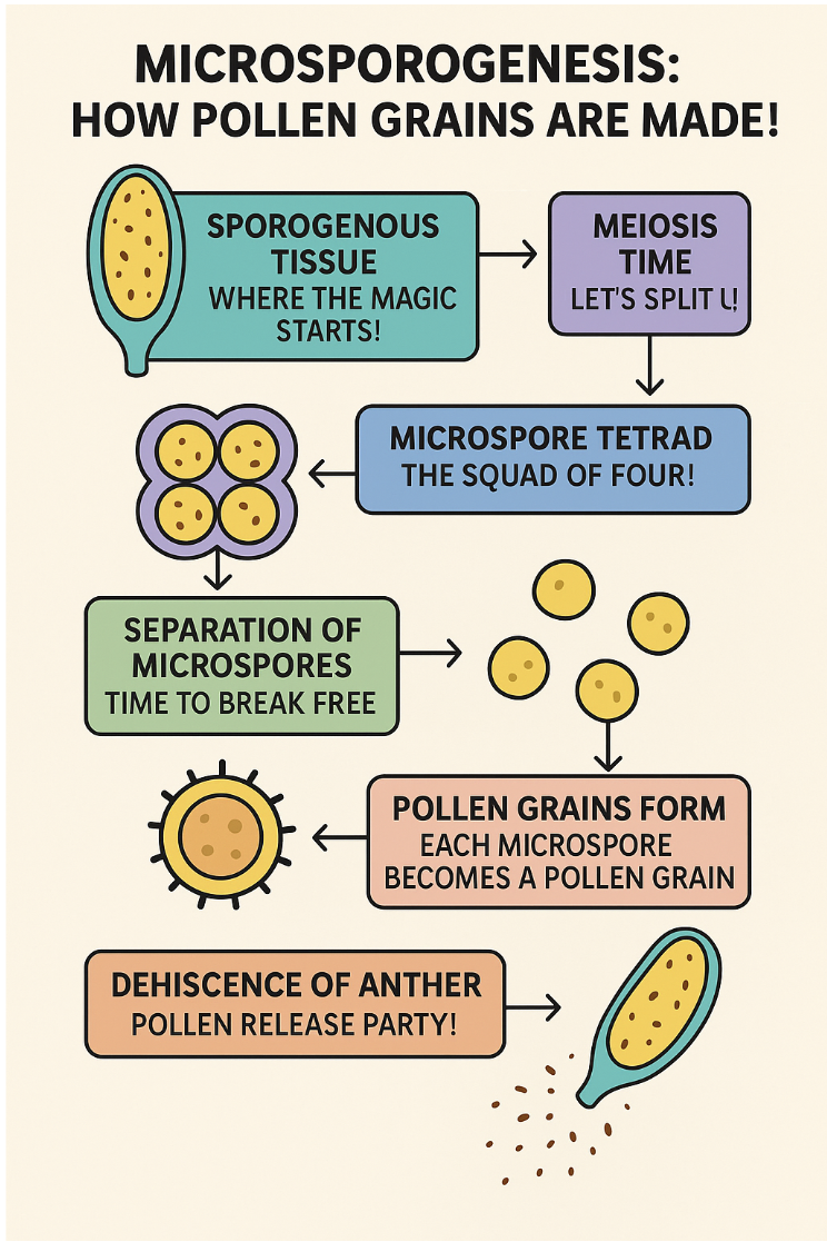 <ul><li><p class=""></p><p class="">The anther <strong>opens up</strong> (called dehiscence), releasing thousands of pollen grains into the air.</p><ul><li><p class="">These pollen grains are ready to participate in fertilization!</p></li></ul></li></ul><p></p>