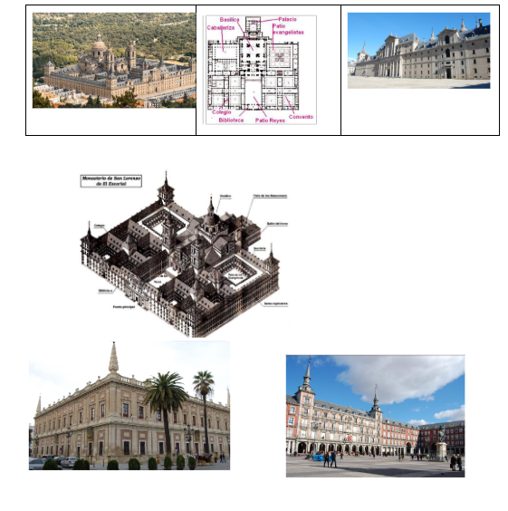 <ul><li><p><span style="background-color: transparent;"><strong><span>Estilo clásico severo:</span></strong><span> alternativo al plateresco. Se emplea un clasicismo puro, italiano</span></span></p></li></ul><ul><li><p><span style="background-color: transparent;"><u><span>Palacio de Carlos V (Machuca):</span></u><span> </span></span>Es un palacio integralmente italiano, combina una planta cuadrada y una circular.<span style="background-color: transparent;"><span> En la planta baja se emplean pilastras toscanas y un almohadillado muy rústico, mientras que la planta superior están esbeltas pilastras jónicas. La única desviación con respecto a la planta cuadrada está en el chaflán de la esquina que permitió disponer una capilla octogonal en la esquina. El palacio está dominado por un gran patio interior circular, rodeado de columnatas superpuestas. Una de las causas de que se escogiera la planta circular, es que permitía a la vez el abovedamiento pétreo y el sistema adintelado, tan ligero.</span></span></p></li></ul><ul><li><p><span style="background-color: transparent;"><u><span>El escorial (Toledo- Herrera)</span></u><span>: combina las funciones de panteón real, palacio, monasterio e iglesia. Conlleva un segundo renacimiento. Supone una ciudad alternativa que es una combinación del ideal humanista y la actualización de la Civitas Dei. Esto se pone en manifiesto a través de su simbología y sus formas. Simplicidad de la forma, majestuosidad sin ostentación. La iglesia es una basílica cuadrada, responde a una composición central en torno a una gran cúpula. Tiene colosales masas sustentantes y no domina la cruz griega ni la cúpula. La fachada principal es una composición típica del manierismo por sus contradicciones. </span></span>. El Escorial se ve influenciado en la arquitectura europea y en su racionalidad y alternativa urbana. Este patio obedece al cinquecentesco, el pilar y semi columna empotrada responde al Renacimiento. Las fachadas que dan a la calle transmiten grandiosidad por su tamaño y su fortaleza por el predominio del lleno sobre el vacío. Carece de ornamentación ya que era típico de España la sobriedad.</p></li></ul><ol><li><p><span style="background-color: transparent;"><u><span>Cupula</span></u><span>: hallamos una concepción serena y equilibrada, sensible a la luz, grandiosa. Por el equilibrio de sus tres partes -tambor, media naranja y linterna- se acerca al ideal del renacimiento. El tambor está organizado a base de una composición rítmica de tramos alternadamente anchos y estrechos, lo que se ha llamado el motivo de Bramante. En lugar de pilastras, utiliza medias columnas, que modelan más plásticamente las superficies. Las grandes arcadas están abocinadas y favorecen la iluminación, proporcionan robustez y profundidad.</span></span></p></li></ol><ul><li><p><span style="background-color: transparent;"><u><span>Archivo de las Indias (Herrera)</span></u><span>: Es pura ‘simetría’, un cuadrado exacto. El orden dórico sin basamentos, hace que su arquitectura pese más. Las fachadas exteriores son lineales y abstractas, de poco relieve.</span></span>Edificio de planta renacentista, es un cuadrado exacto que contiene otro cuadrado. Es un edificio austero pero combinado con ladrillo, una fachada simple con pilastras adosadas. El patio es más bien francés donde predominan los aventanamientos, es decir que el vacío predomina sobre el lleno.</p></li></ul><ul><li><p><span style="background-color: transparent;"><u><span>Plaza Mayor (Juan Gomez de Mora)</span></u><span>: fue el primer intento de ordenación interior de la ciudad, con afán de monumentalidad o, por lo menos orden. </span></span>No son espacios que brillan por sus características sino por el espacio en sí, la triangularidad del conjunto y su equilibrio hacen que se destaque. Los edificios eran pasantes y conectaban la plaza con las calles.<br></p></li></ul><p></p>