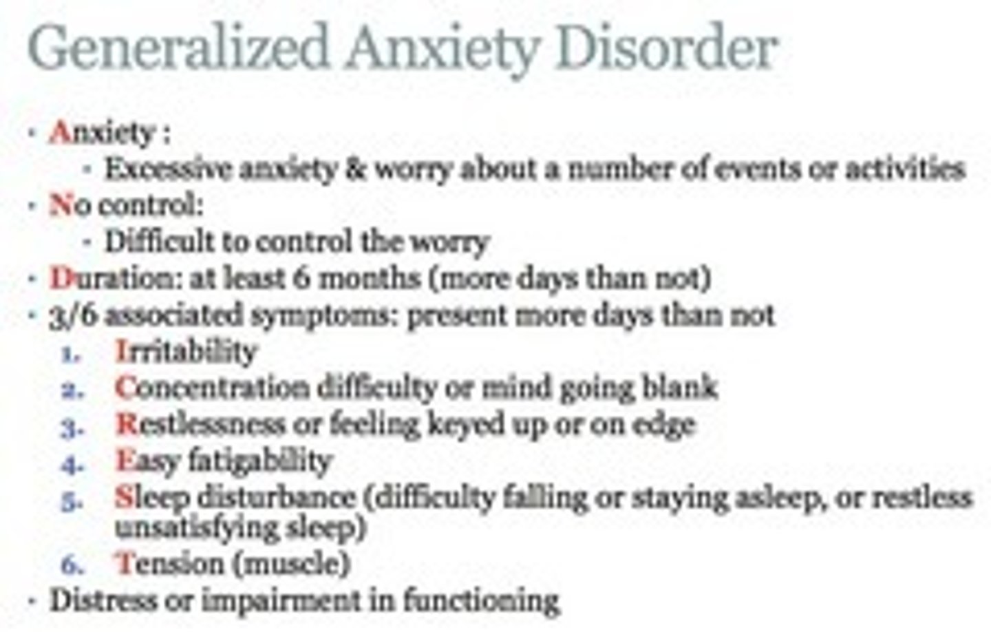 <p>Amos mos 6</p><p>Cause significant distress or impairment.</p><p>50-90% have another psychiatric disorder.</p>