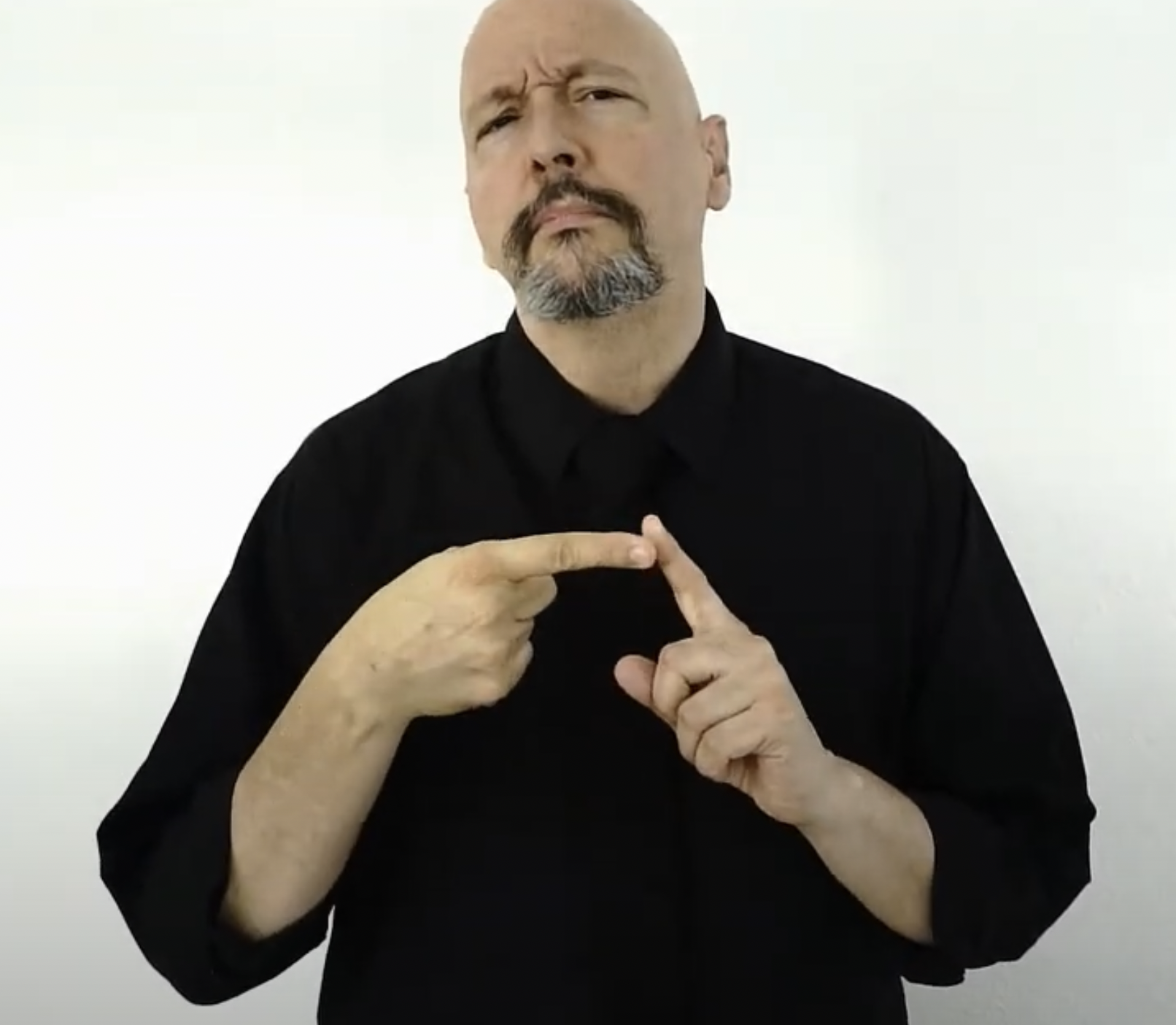 <p>spin the horizontal finger (right) towards you and them meet it with the left</p>