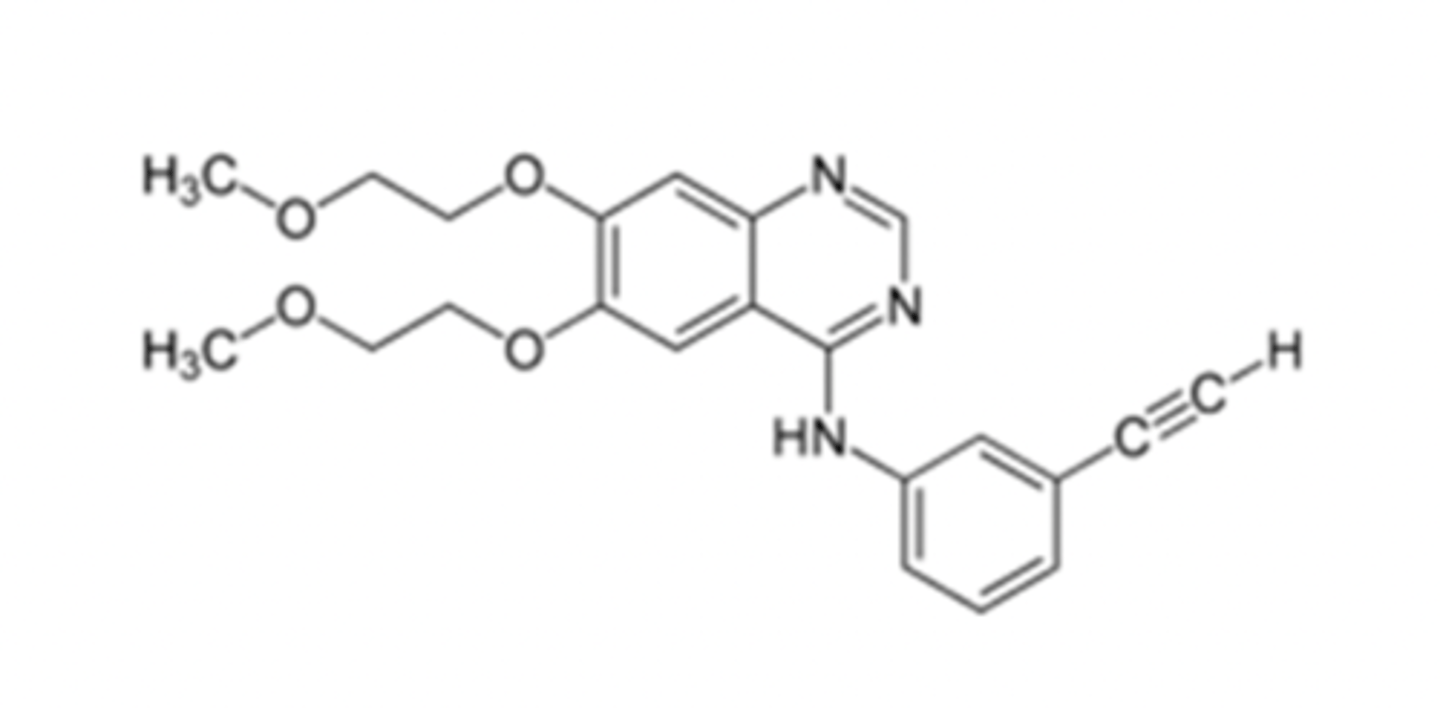 <p>Shown is a tyrosine kinase inhibiting drug that is used as an antineoplastic. Identify whether it is a 2-phenylaminopyrimidine or 4-anilinoquinazoline pharmacophore</p>