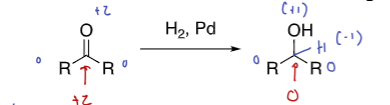 <ul><li><p>ketones and aldehydes to alcohols, but used rarely</p></li><li><p>not chemoselective</p></li><li><p>it’s not that it doesn’t happen, it’s just very slow, so it’s unlikely</p></li></ul><p></p>