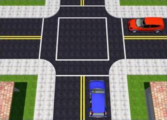 <p><span>You are in the red car (1) turning left and the blue car (2) has started into the intersection. You must:</span></p>