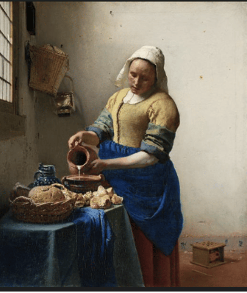<p>- Dutch/ genre painting</p><p>- uses light/ shadows</p><p>- a celebration of everyday virtue</p>