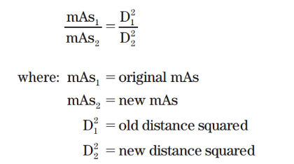 <p>(Note that both the original mAs value and the original SID are in the denominator rather than reversed, as in the inverse square law.)</p>