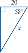 <p>find side x, correct to one decimal place</p>