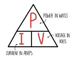 <p>P (W) = V (V) x I (A)</p>