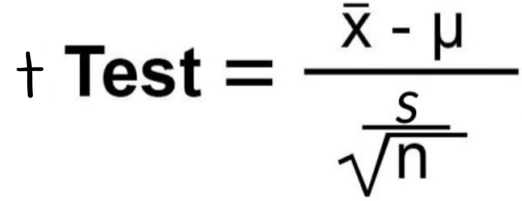 <ul><li><p>test difference between a single group and a known population parameter</p></li></ul><p>- μ known → compare to X̄ → is it significantly different?</p><ul><li><p>test difference between two groups on quantitative variable (measure or count)</p></li></ul><p>- compare men and women on personality traits</p><ul><li><p>test differences between two collections of scores from a single group</p></li></ul><p>- compare pre-test scores to post-test scores</p><p></p><p>FORMULA: t = X̄ -μ / s/√n</p>
