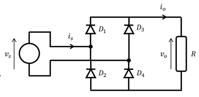 <p>Positive source: 𝐷1 and 𝐷4are positively biased. </p><p>Negative source: 𝐷2 and 𝐷3are positively biased.</p>