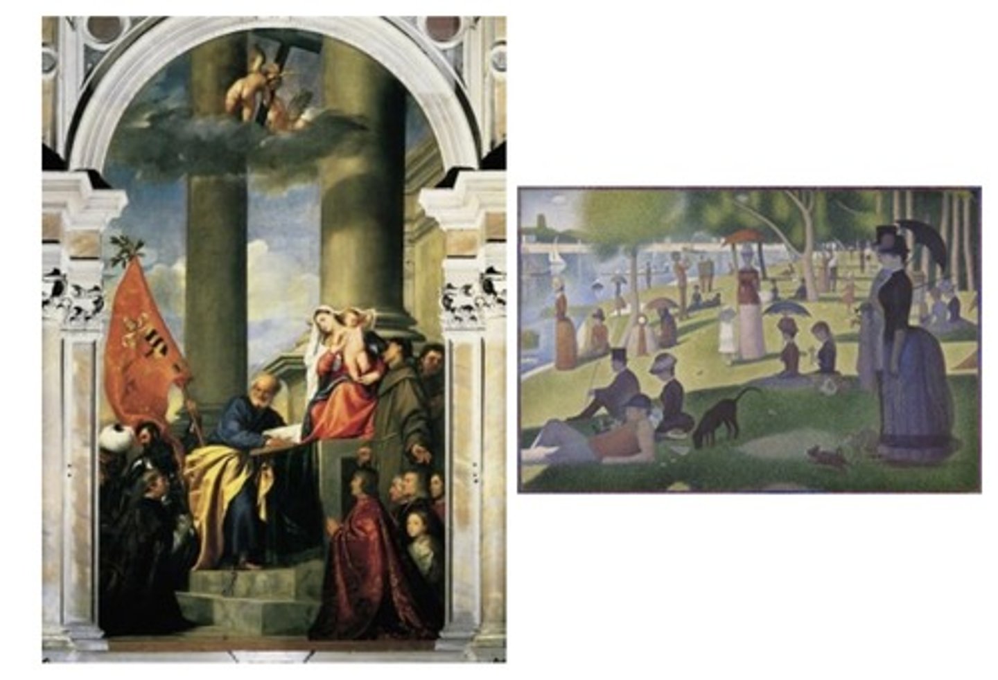 <p>The artist of the painting on the left is primarily associated with</p><p>A</p><p>Romanticism</p><p>B</p><p>Neoclassicism</p><p>C</p><p>Post-Impressionism</p><p>D</p><p>Impressionism</p>