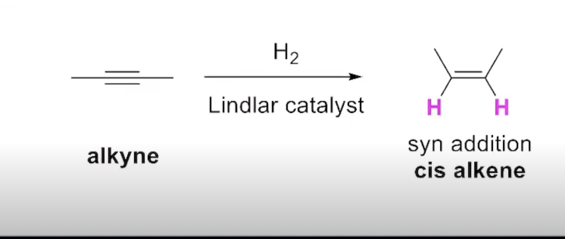 <p>The Addition of Hydrogen to an Alkyne (Alternative=lindlar catalyst)</p>