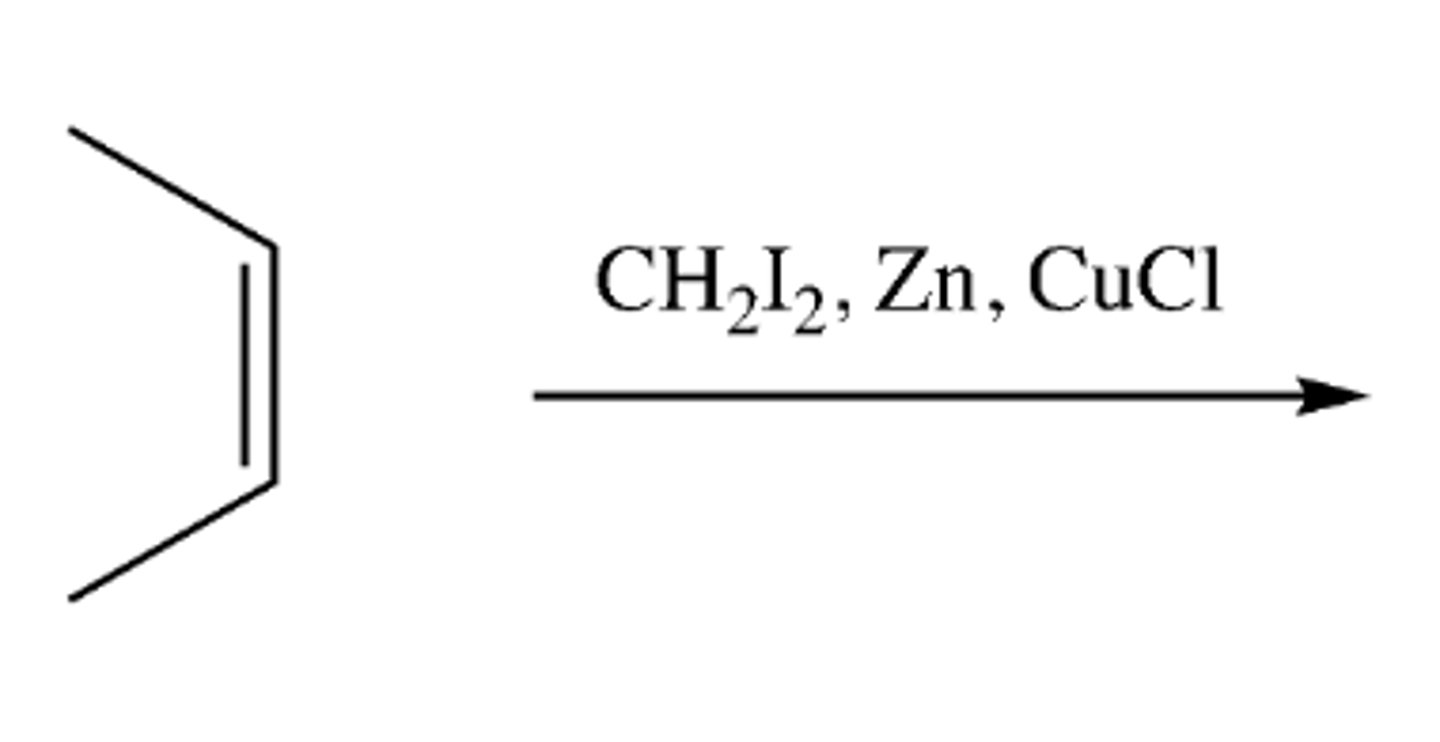 <p>alkene + CH2I, Zn, CuCl</p>