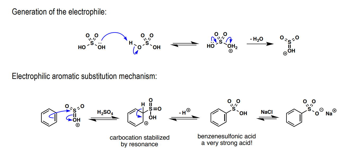 <p>a) H<sub>2</sub>SO<sub>4</sub></p><p>b) H<sub>2</sub>SO<sub>4</sub></p><p>c) SO<sub>3</sub>H</p>