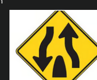 Warning sign: Divided highway ends sign