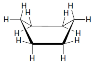 no angle strain, torsional strain (4 pairs of eclipsing H), steric (crowding) strain (“flagpole” interactions) 
