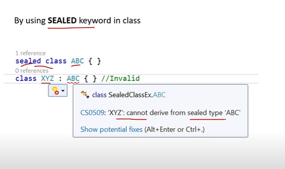 By using SEALED keyword in class