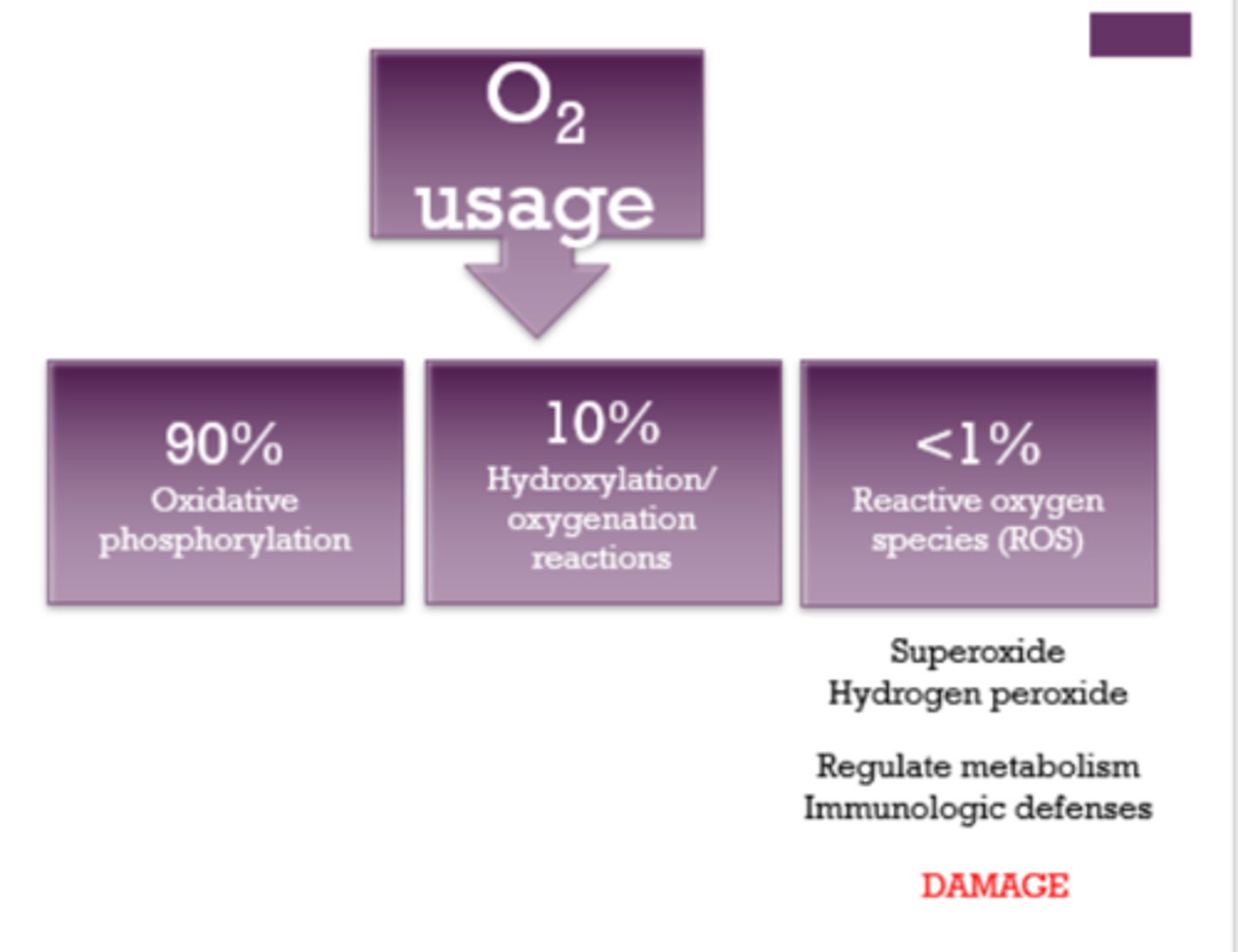 <p>False! ROS causes DAMAGE.</p>