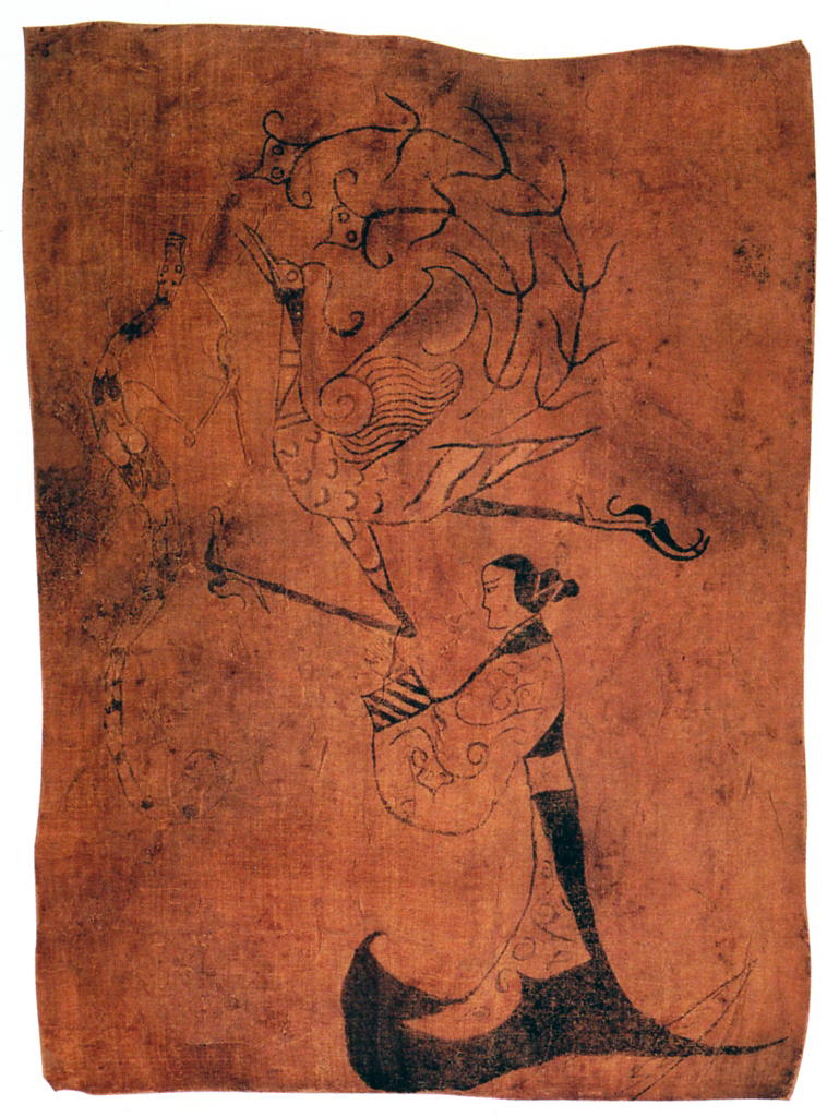 <p>woman, phoenix, and dragon</p>