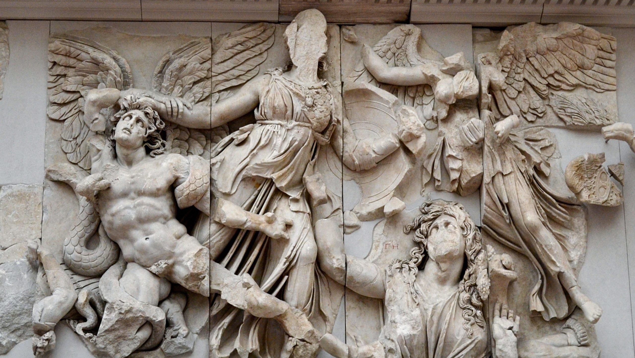 <p>-detail of the gigantomachy frieze of the Great Altar of Zeus at Pergamon (restored) -High relief -Coming into the viewers space -Emotional essence -Interaction with environment -Intense drama -PATHOS -Deeply carved</p>