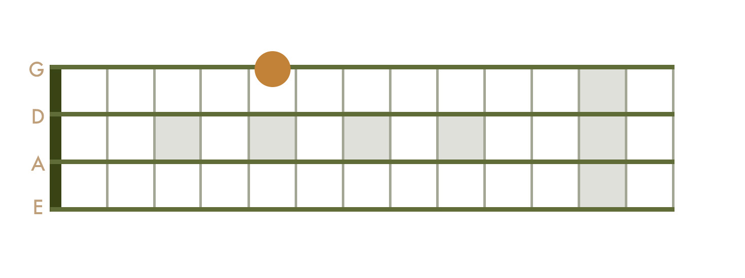 <p>5th Fret - G String</p>