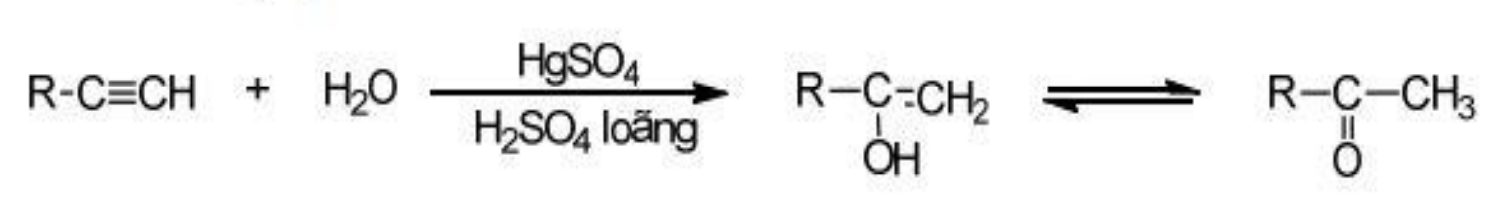 <p>Xúc tác : <strong>HgSO4, H2SO4</strong></p><p>Sản phẩm : <strong>ceton</strong></p>