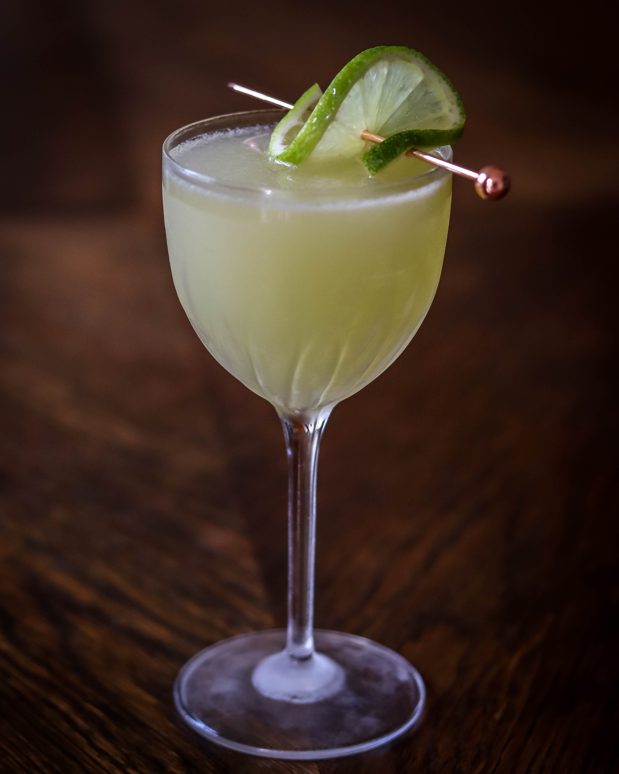 <p>sour, 2 oz white rum, 0.75 oz lime juice, 0.75 oz honey syrup, served straight up, no garnish</p>