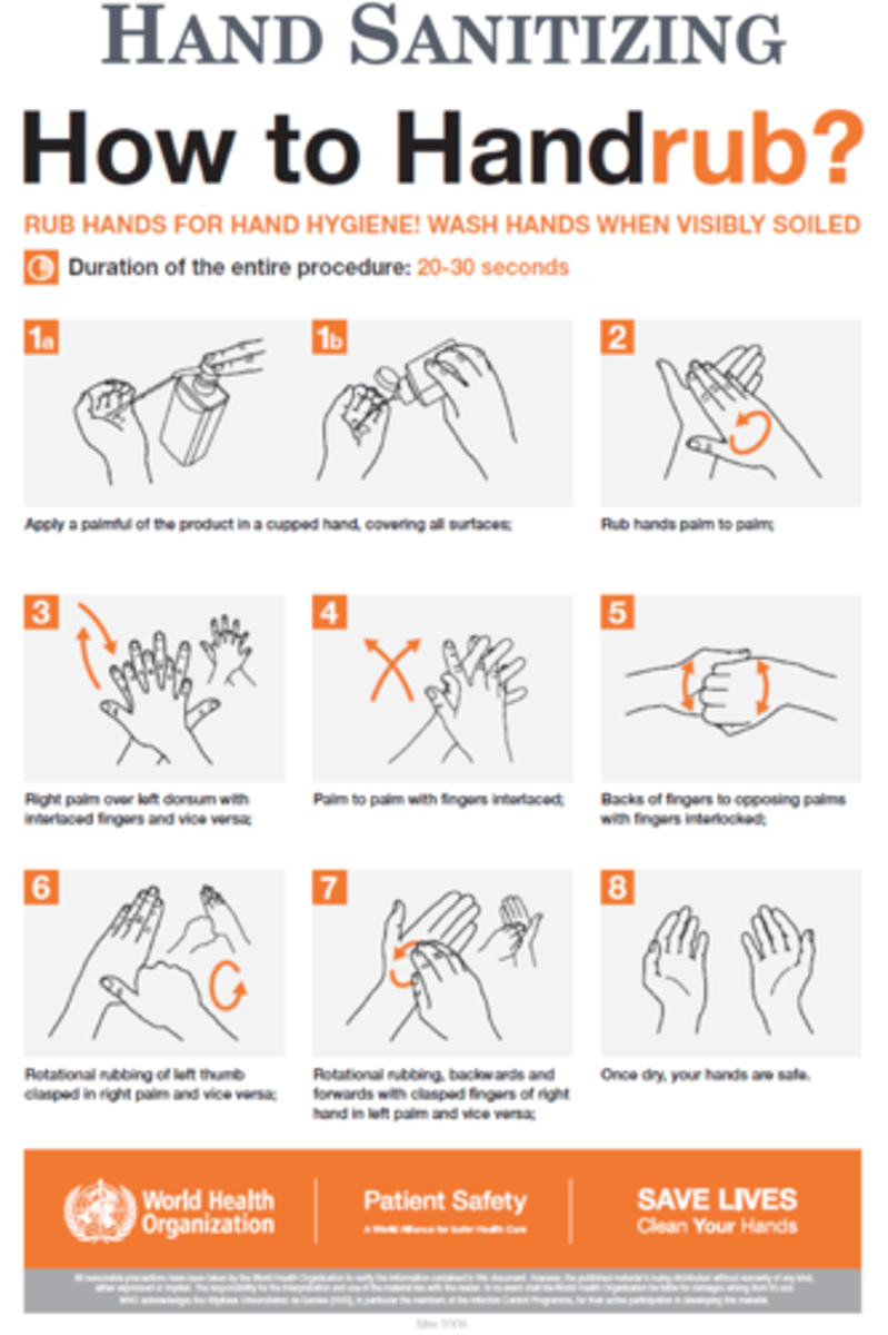 <p>D. CORRECT. Hands should be dry when sanitizer is applied.</p><p>A. If visible debris is present, the medical assistant should wash hands with water rather than using hand sanitizer.</p><p>B. The alcohol content of hand sanitizer should be at least 60%.</p><p>C. Hand sanitizer alone is enough to provide disinfection.</p>