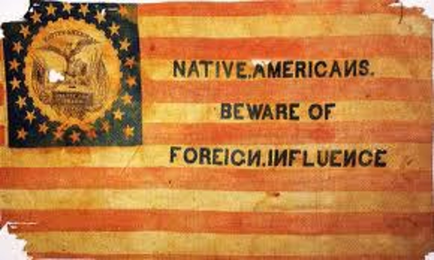 <p>A nativist political movement in the United States in the 1840s and 1850s. Officially known as the Native American Party and afterwards simply as the American Party, members of this anti-immigrant political party were required to say "<strong>I know nothing"</strong> whenever they were asked specifics about the political party by outsiders. </p><p></p><p>They nominated former president Millard Fillmore as their presidential candidate in 1856. They would be absorbed by the ascendant Republican Party on the eve of the Civil War. </p>