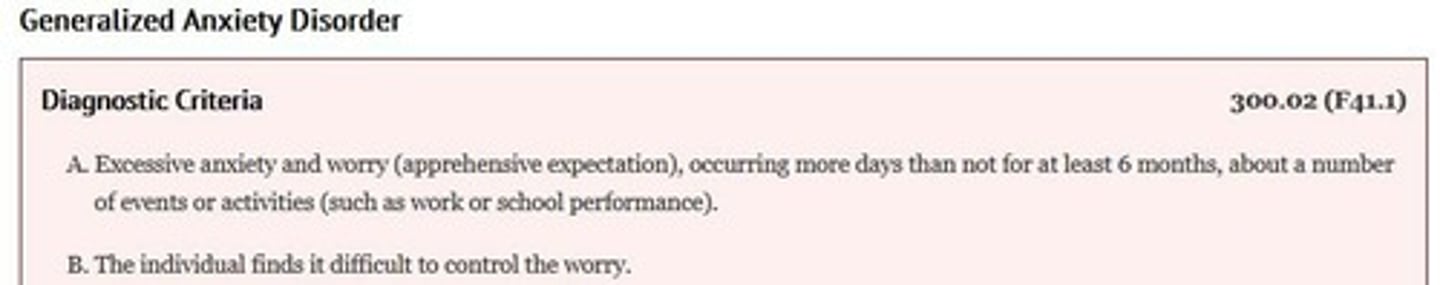 <p>Chronic anxiety across various situations, not specific.</p>
