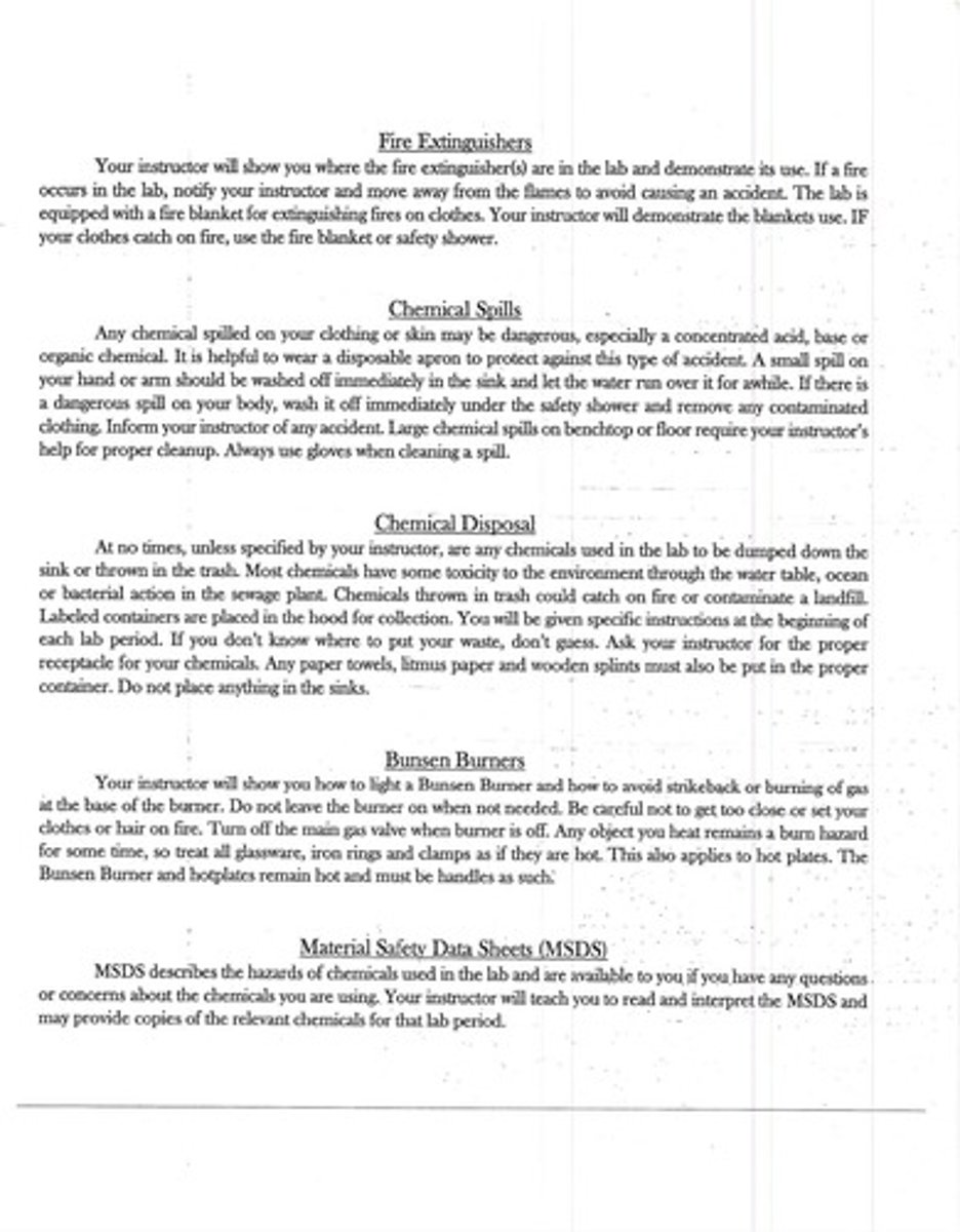 <p>Documents hazards of chemicals used in the lab.</p>