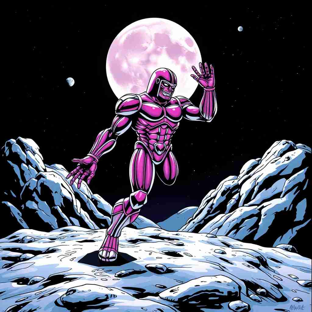 <p>Galactus moonwalking on the moon(Moon)</p>