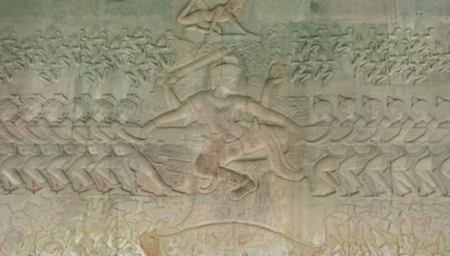 <p>Churning of the Ocean of Milk (from Angkor Wat)</p>