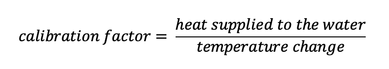 <p>temperature rise produced by burning known mass of compound is used to calculate relationship between E released and temperature rise of water </p>