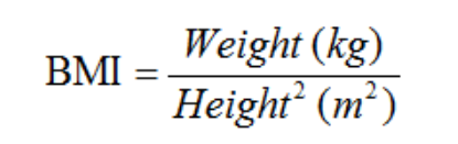 <ul><li><p>Body Mass Index (BMI) </p></li><li><p>Used as an indicator of obesity</p></li></ul><p></p>