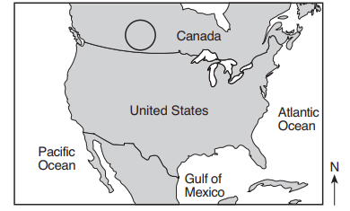 The circle on the map below represents the area where an air mass formed over Canada. Which characteristics best describe this air mass?