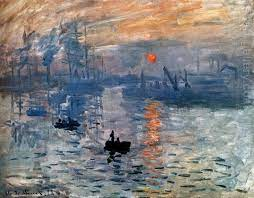 * harbor in France in the early, misty morning
* “impression” of sun coming up in the morning
* most famous
* sun vanishes without color