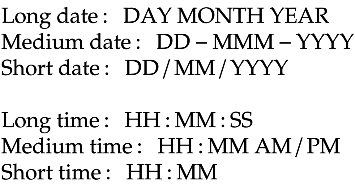 <p>represents date and time in multiple formats</p>