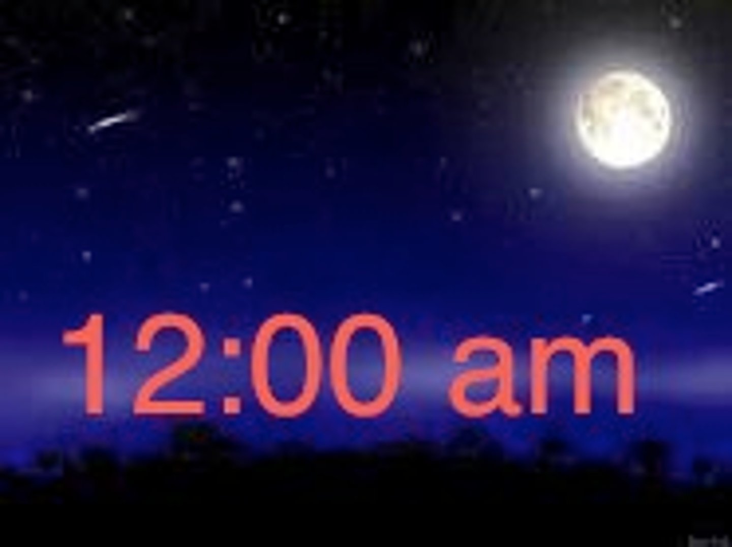 <p>It is midnight.</p>