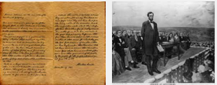 A 3-minute address by Abraham Lincoln during the American Civil War (November 19, 1963) at the dedication of a national cemetery on the site of the Battle of Gettysburg