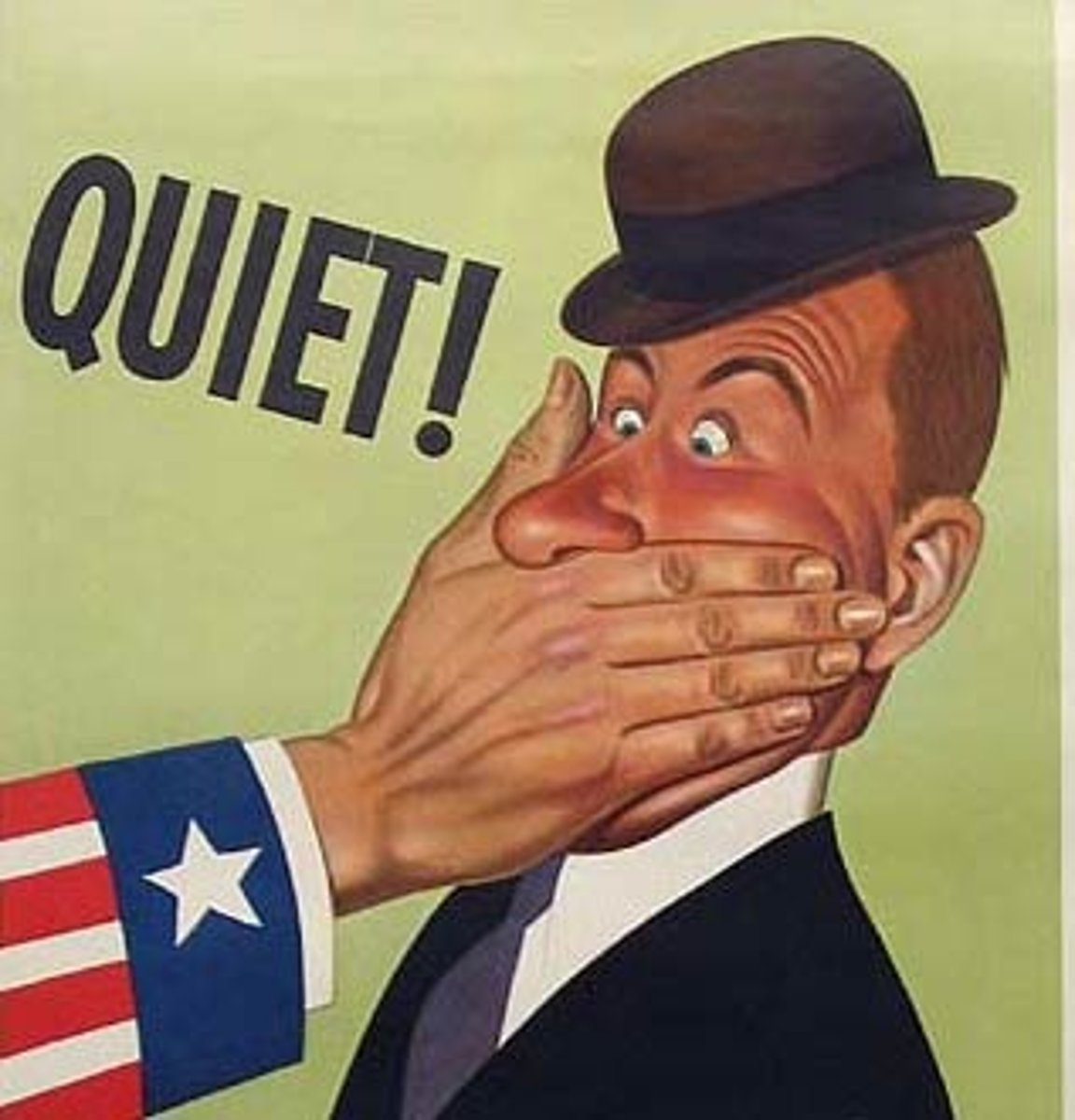 <p>forcibly put an end to; prevent from being expressed or known.</p>