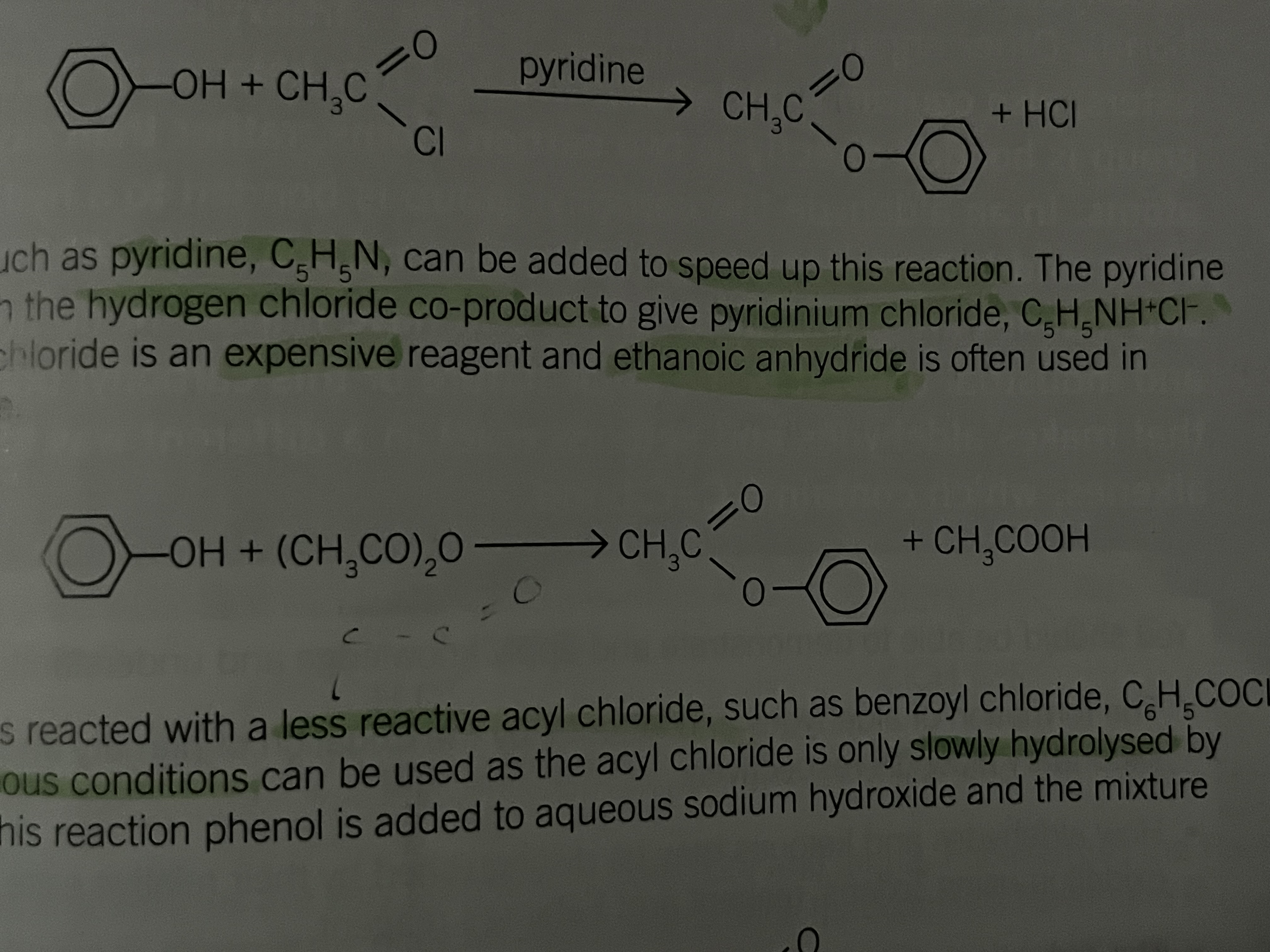 <p>Ethanoyl chloride is an expensive reagent and ethanoic anhydride is used in preference</p><p></p>