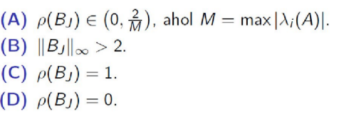 <p>Tegyük fel, hogy egy adott LER mátrixa tridiagonális, szimmetrikus, és pozitív definit, valamint a relaxált Gauss-Seidel iterációhoz tartozó optimális paraméter ωopt = 1.</p><p>Mit mondhatunk ekkor a LER-re felírt Jacobi-iteráció iterációs mátrixáról?</p><p></p>