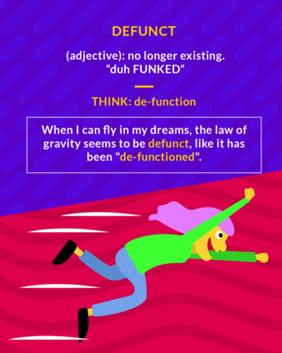 <p>(adj.) no longer in existence or functioning, dead</p>