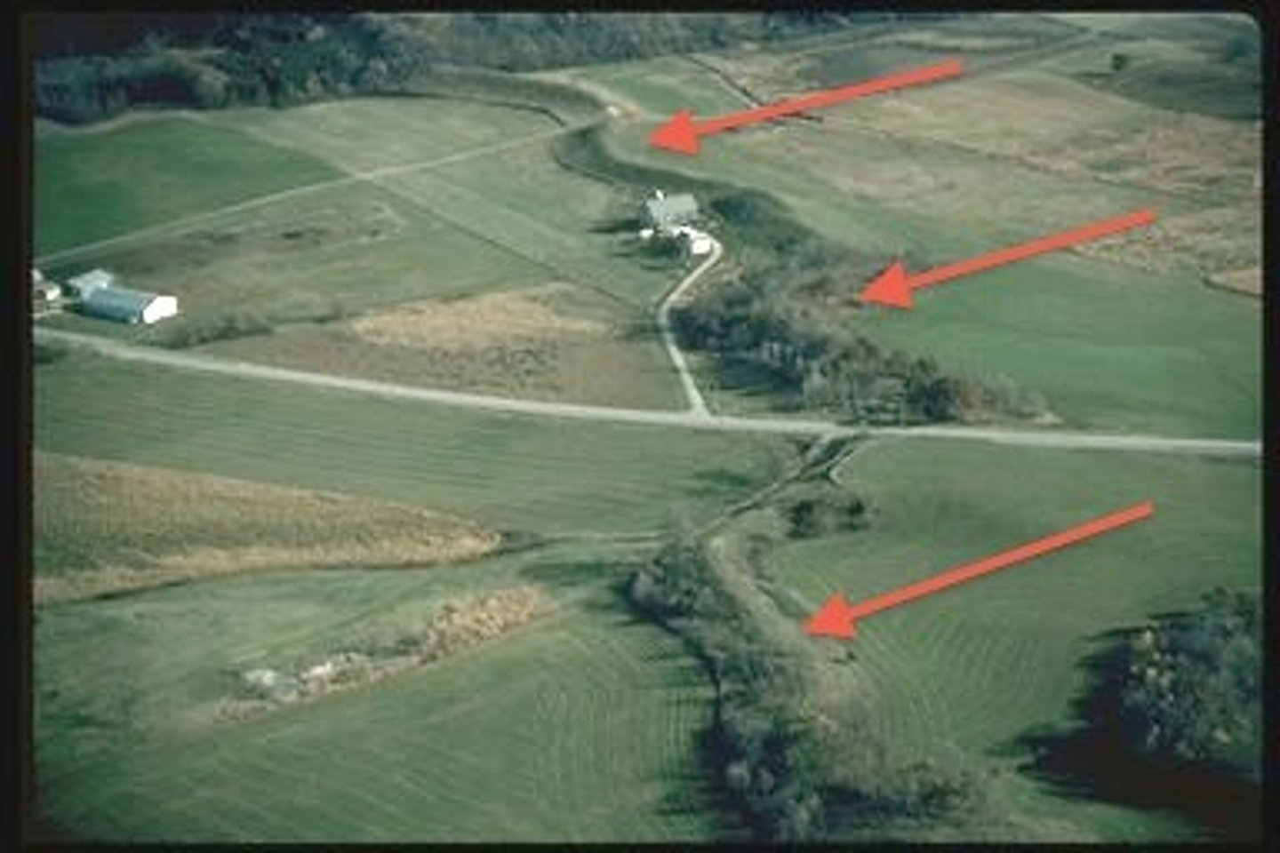 <p>Long, winding mounds of sediment deposited by melting glaciers</p>