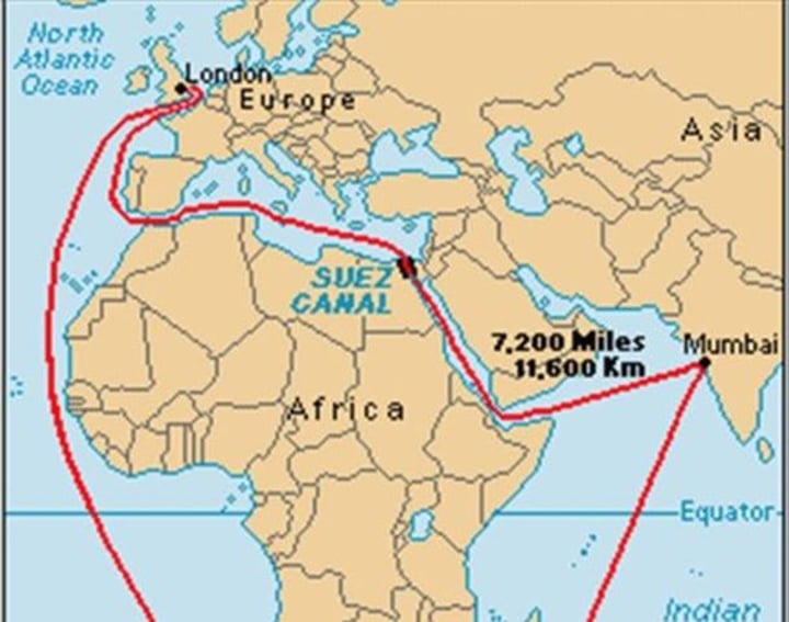 <p>provided a passage from Mediterranean Sea to the Indian Ocean built by Egyptians but taken by British</p>