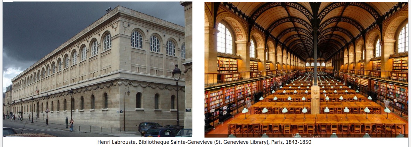 Innovative cast-iron frames + masonry piers + arches
