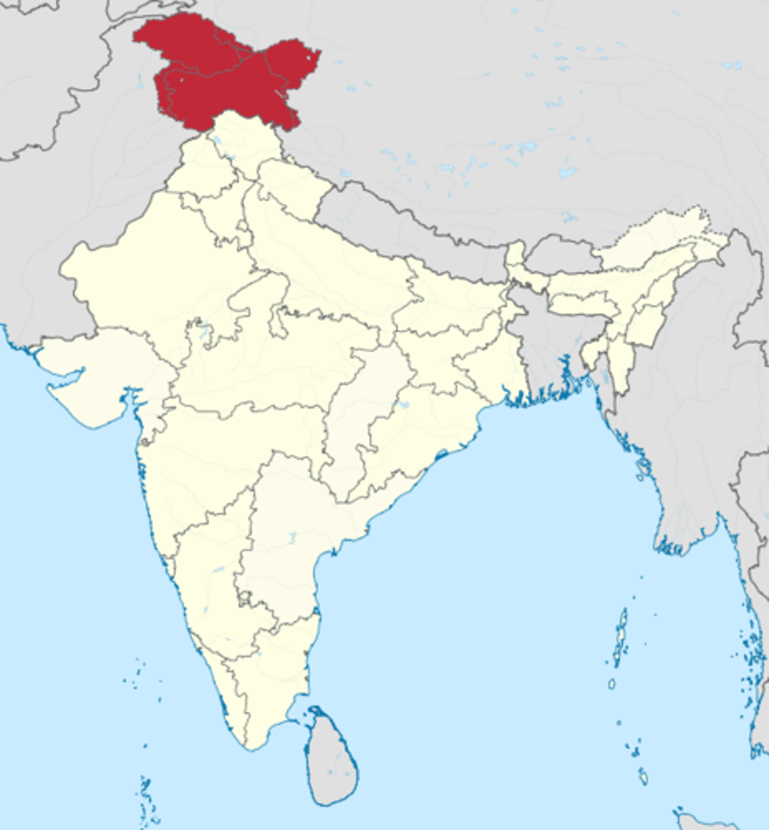 <p>A region in the northwestern part of the Indian subcontinent; India and Pakistan dispute control of it. Predominantly Muslim.</p>