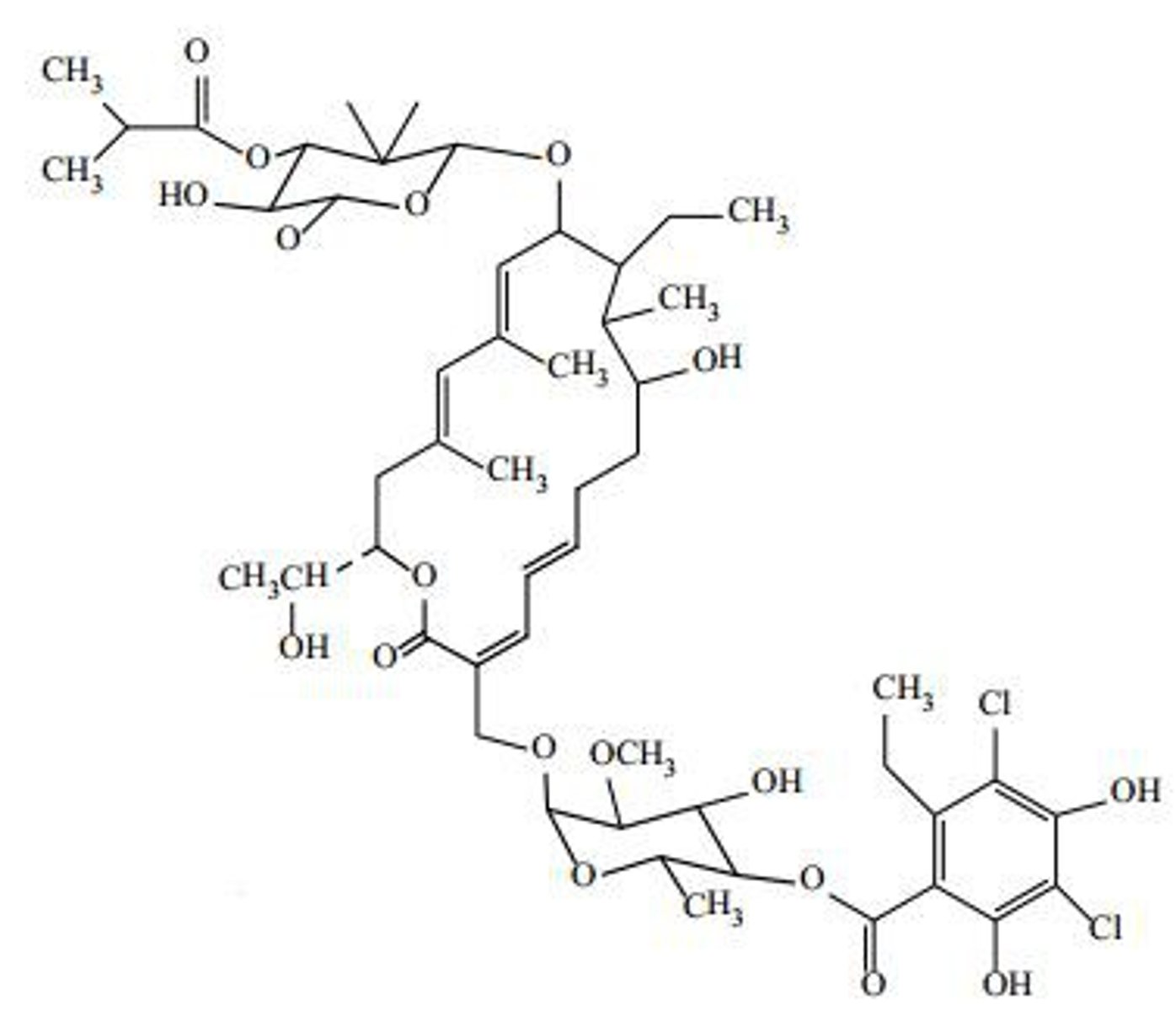 <p>Fidaxomicin inhibits C. difficile</p>
