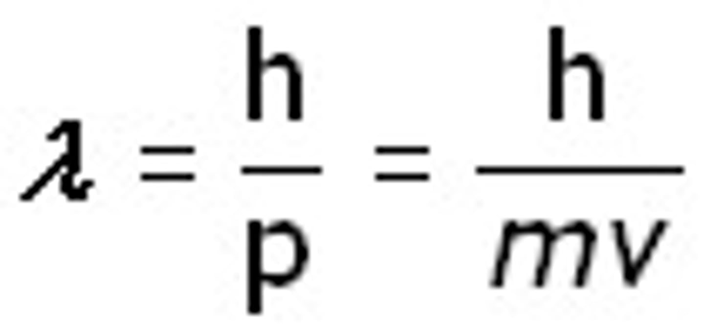 <p>The concept that matter can exhibit wavelike properties. Hypothesis by De-Broglie, who introducedthe wavelength for matter:</p><p>wavelength = h/p = h/mv</p><p>Where it equals the ratio of planck's</p><p>constant and the momentum of the particle.Example: Davisson-Germer experiment which proved that electrons, which were scattered, formed diffraction patterns.</p>